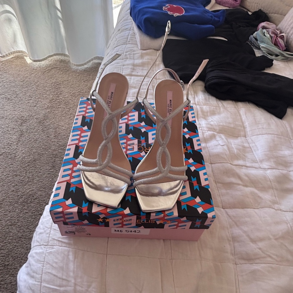 Elegant Silver Strappy Heels